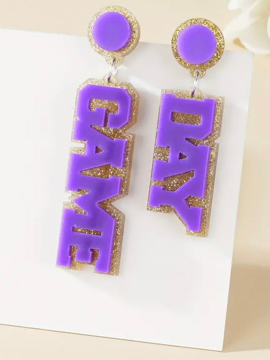 Purple game day earrings