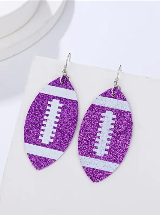 Purple football earrings