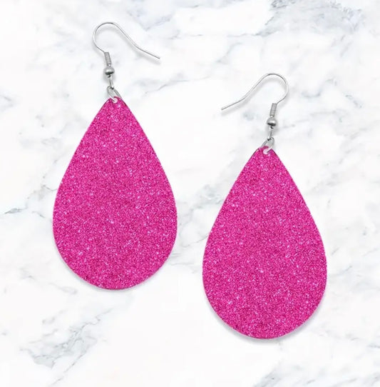 Shiny pink drop earrings