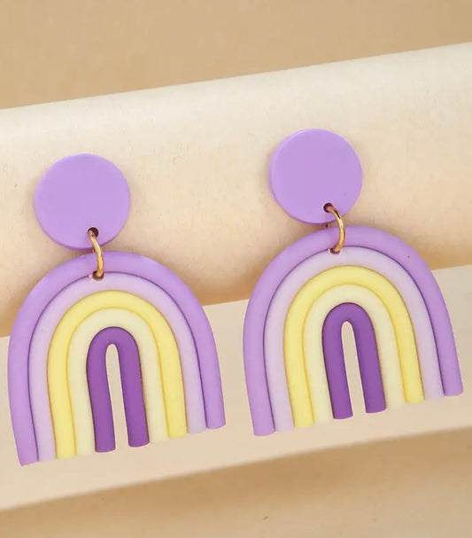 Purple & gold rainbow earrings
