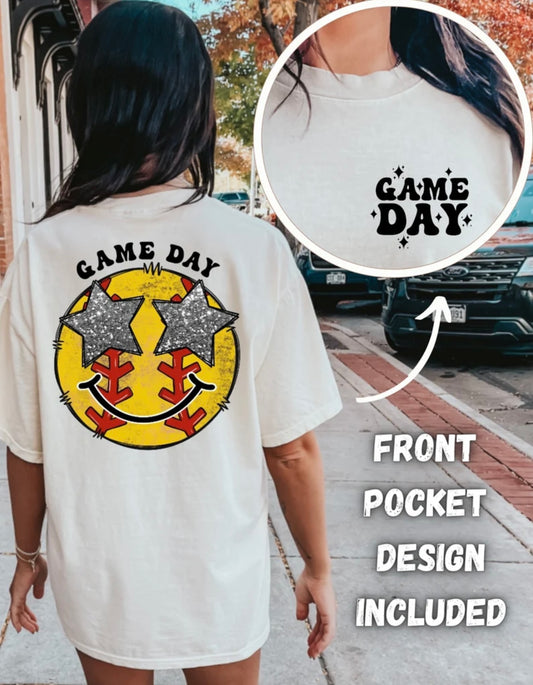 Softball game day shirt front & back design