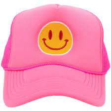 cap - hot pink happy face